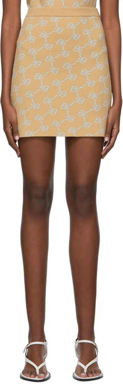 ROKH BEIGE VISCOSE MINI SKIRT