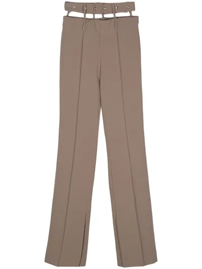 Rokh Belt-detail Straight Trousers In 褐色