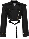 Rokh Belted Cropped Jacket In Black