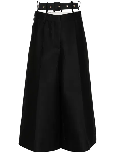 Rokh Belted Cropped Trousers In Blue