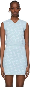 Rokh Blue Viscose Vest In 29lightbluewhiteembl