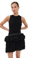 Rokh Broken Tulle Sleeveless Dress Black In Black