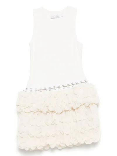 Rokh Broken Tulle Sleeveless Dress In White
