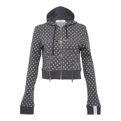 Rokh Broken Zip-up Hoodie In Gray