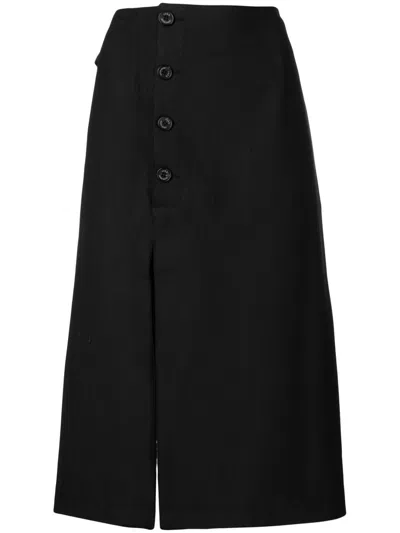 Rokh Button-detail Midi Skirt In Black