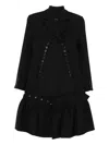 Rokh Button-detailed Ruffled Coat In Black