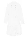 Rokh Button-detailing Ruffled Double-breasted Coat In White