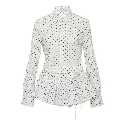 Rokh Buttoned Peplum Shirt In White