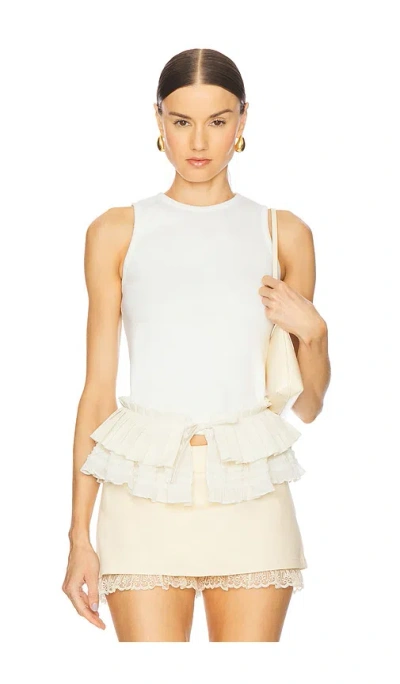 Rokh Buttoned Sleevelss Top In White