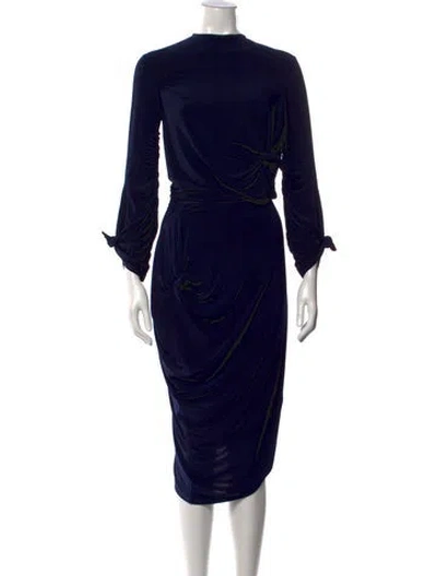 Pre-owned Rokh Crew Neck Knee-length Dress W/ Tags In Blue