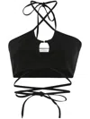 Rokh Crossover-straps Cropped Top In Black