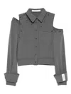 Rokh Cut-out Button-detail Shirt In Gray