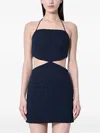 Rokh Cut-out Square-neck Mini Cocktail Dress In Blue