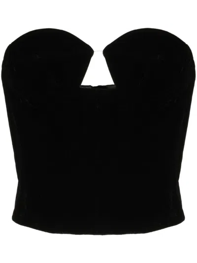 Rokh Cut-out Velvet-effect Bustier In Schwarz