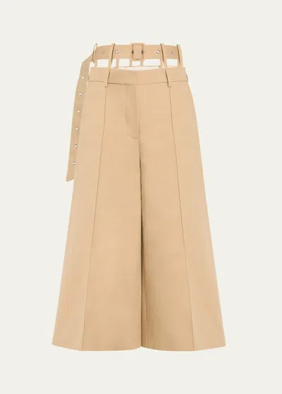 Rokh Cutout Belted Culotte Trousers In Desertbeige