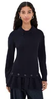 Rokh Detachable Peplum Knit Sweater Dark Navy In Blue