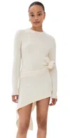 Rokh Double Knit Knotted Dress Pearled Ivory In Pearled Ivory