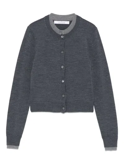 Rokh Double-layered Button Cardigan In Gray
