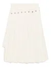 Rokh Beige Double Layered Pleated Midi Skirt In White