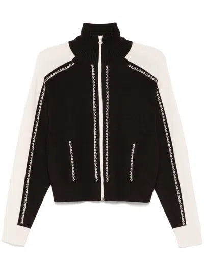 Rokh Embroidered Knitted Track Jacket In Brown