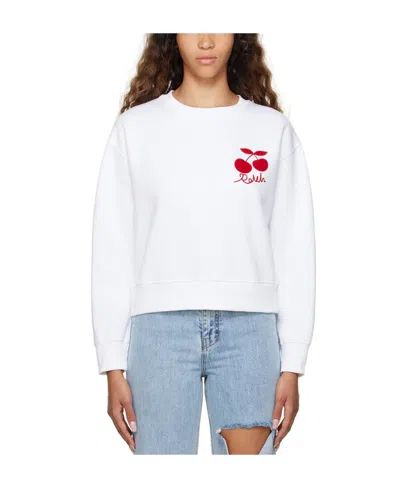 Rokh Embroidered-logo Long-sleeve Sweatshirt In White