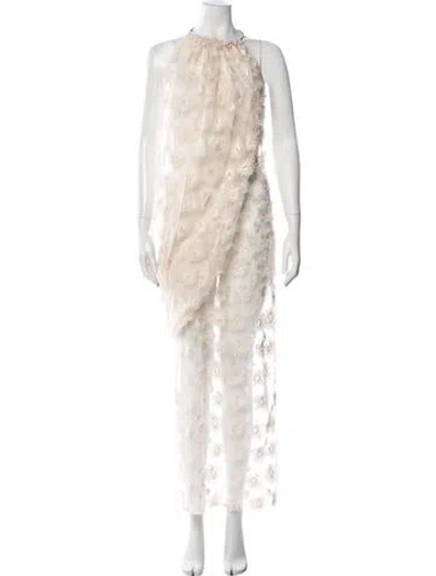 Pre-owned Rokh Floral Print Long Dress In Neutral