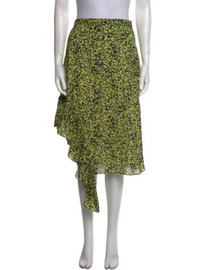 Pre-owned Rokh Floral Print Midi Length Skirt In Yellow