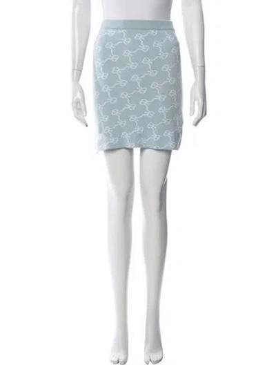 Pre-owned Rokh Graphic Print Mini Skirt In Blue