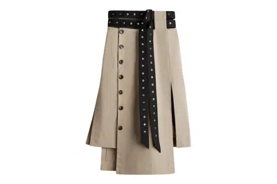 Pre-owned Rokh H&m Belted Twill Skirt Greige/black