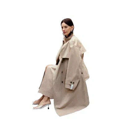 Pre-owned Rokh H&m Collaboration Two-piece Twill Trench Coat M Size 2404m In Beige
