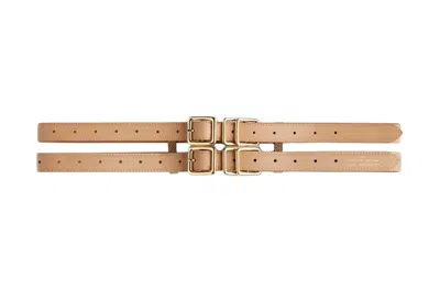 Pre-owned Rokh H&m Leather Double Waist Belt Beige