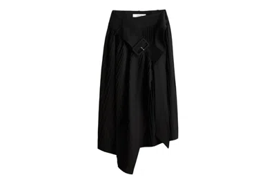 Pre-owned Rokh H&m Wool-blend Belt-detail Skirt Black