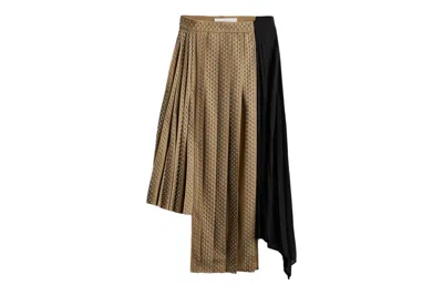 Pre-owned Rokh H&m Wool-blend Studded Skirt Dark Beige/black