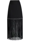 Rokh High-waisted Fringed Skirt In Schwarz