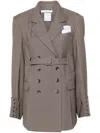 Rokh Houndstooth Double-breasted Blazer In Brown