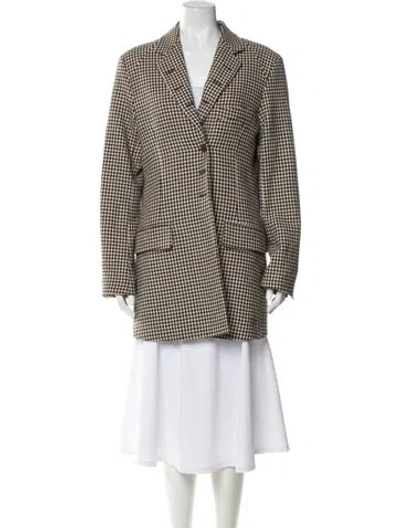 Pre-owned Rokh Houndstooth Print Blazer In White