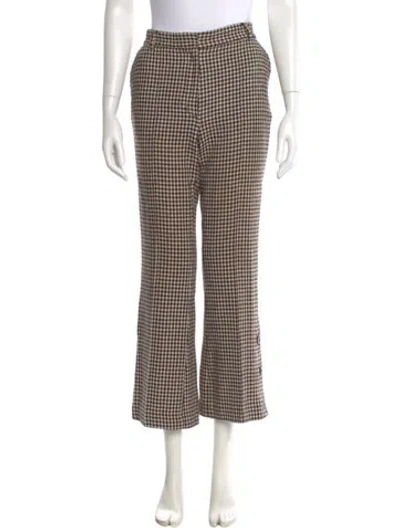 Pre-owned Rokh Houndstooth Print Wide Leg Pants In Black