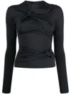 Rokh Knot-detail Long-sleeved Top In Black