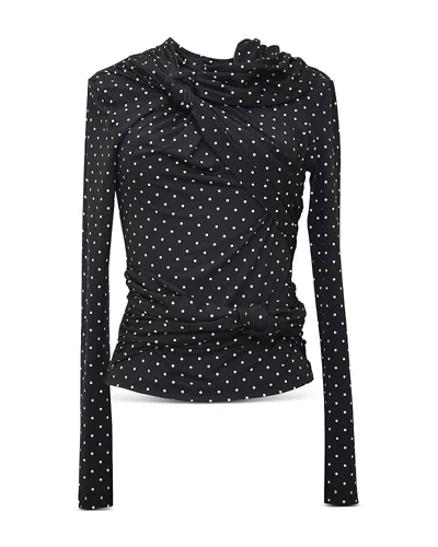 Rokh Knotted Jersey Top In Black