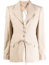 Rokh Laced Open Back Tailored Blazer In Brown