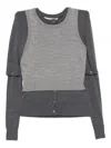 Rokh Layered Cardigan Top In Gray