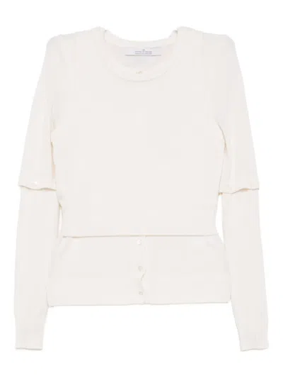 Rokh Layered Cardigan Top In White