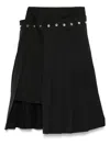 Rokh Black Double Layered Pleated Midi Skirt In Black