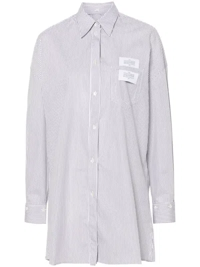 Rokh Logo-patch Striped Shirt In White