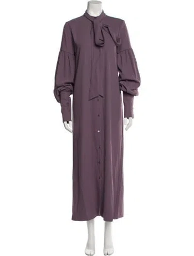 Pre-owned Rokh Mock Neck Long Dress In Purple