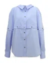 Rokh Multi Button Broken Shirt In Light Blue