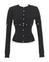 Rokh Multi Button Crewneck Cardigan Sweater In Black