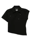 Rokh Muti Button Twisted Collared Top In Black