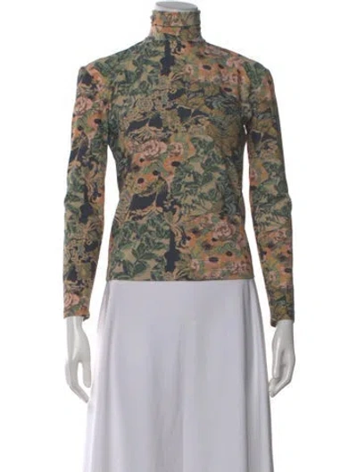 Pre-owned Rokh Nylon Floral Print Top In Neutral