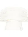 Rokh Off Shoulder Multi Buttons Laced Top In White